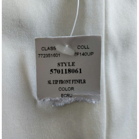 NWT WHBM Womens Sleeveless Zip Front Fit & Flare Dress Size 10 Ecru Ivory Lined - Picture 6 of 9
